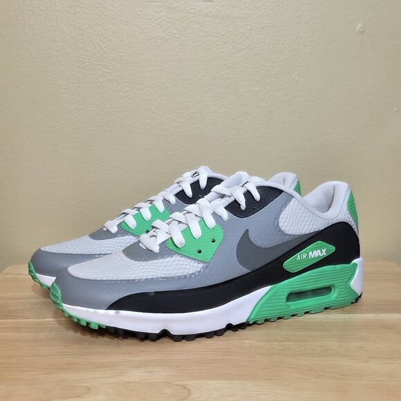 Nike Air Max 90 Golf Shoes White Green Waterproof Spikeless CU9978-003 Men\'s 9